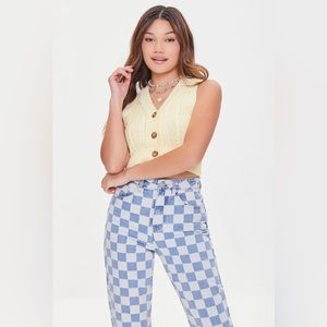 Forever 21 Cable Knit Sweater Vest Yellow, Medium